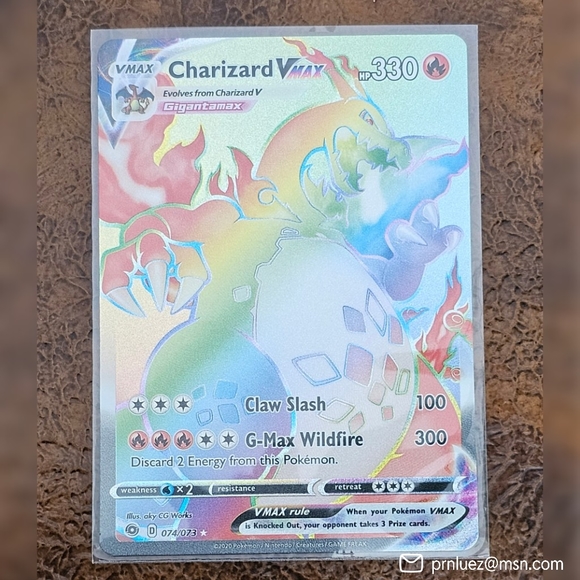Pokémon Charizard VMAX Champion's Path 074/073 Holo Rainbow Secret Rare NM - Picture 8 of 10